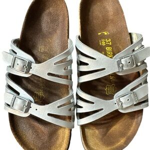 Birkenstock Silver Strappy Sandals